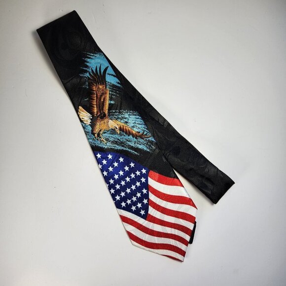 Steven Harris American Flag Bald Eagle Patriotic Necktie Men's Stars and Stripes - Picture 2 of 8